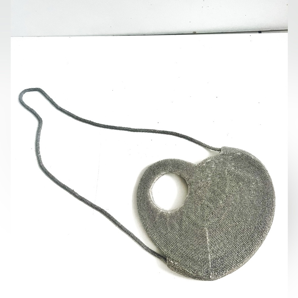 Anthropologie | Llani Silver Beaded Heart Bag - Picture 6 of 6